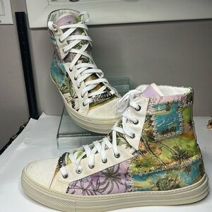 Amiri Sz 47 (US 13) Hawaiian Reconstructed Sunset High Top Shoes Sneakers Italy